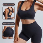 Seamless Yoga Set with Sports Bra and Shorts for Women
